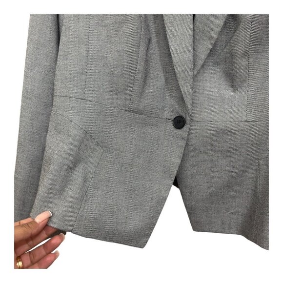 WORTHINGTON Women SZ 14 Gray One Button Front Career Suit Jacket Business Casua - Picture 11 of 13